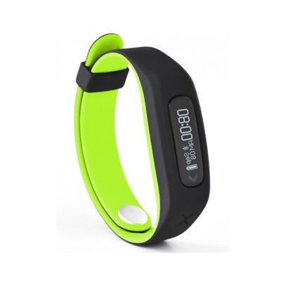 Actxa Swift fitness band with black outer strap and lime green lining.