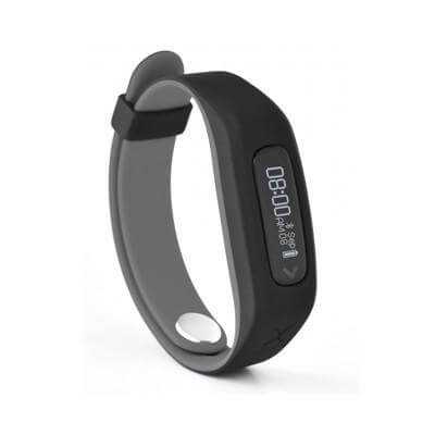 Black Actxa Swift fitness band with narrow display and grey inner strap.