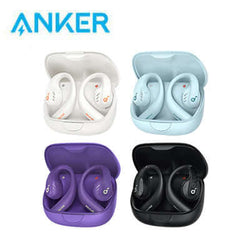 Anker Soundcore AeroFit Pro Secure Open-Ear Sport Earbuds in various colors in a charging case.