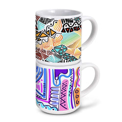 Arista Stackable Coffee Mug featuring bold designs, perfect for corporate gift Singapore with stackable ceramic mugs.
