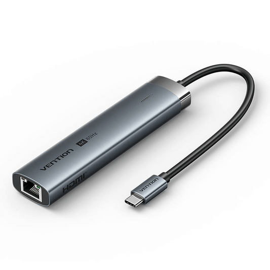 Vention 6-in-1 USB-C Docking Station with HD Display, compact design and 4K@60Hz output for seamless connectivity.