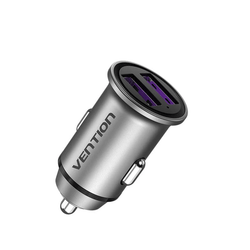 Vention Car Charger 30W with Dual USB Ports in sleek aluminium alloy design