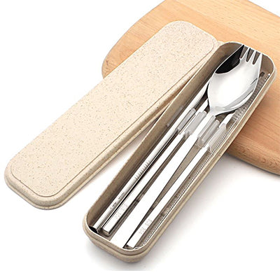 Eco Friendly Stainless Steel Travel Cutlery Spork and Straw Set Corporate Gifts Singapore