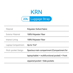 Specifications of Vention Water-Repellent Laptop Backpack KRNB0 with details on materials and compartments.