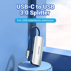 Vention 5-in-1 USB 3.0 Hub, USB-C to USB 3.0 splitter for device connectivity extension.