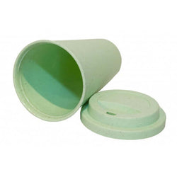 400ml Wheat Straw Mug in green color lying on its side with a lid, eco-friendly design for daily use.