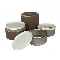 3 Layers Stainless Steel Lunch Box with multiple compartments and lids for meal prep, ideal corporate gift.
