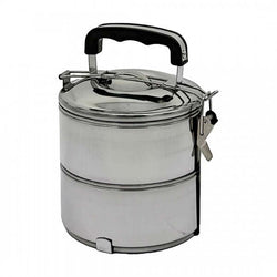 2 Layers Stainless Steel Lunch Box with handle, durable design for meal storage, ideal corporate gift.