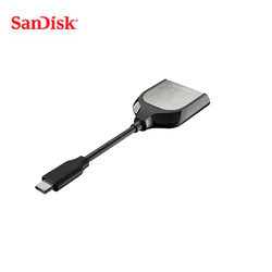 SanDisk SDDR-409 Extreme PRO SD UHS-II USB-C Card Reader/Writer with connector for fast file transfers.
