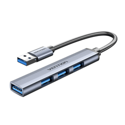Vention 4-in-1 USB 3.0 Mini Hub with three USB ports for fast data transfer, perfect as a corporate gift.