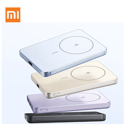 Xiaomi Super Slim Magnetic Power Bank 5000 in multiple colors with sleek design and magnetic feature.