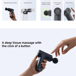User holding Xiaomi Massage Gun Mini 2 for deep tissue massage with advanced features.