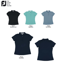 Footjoy Pique Hidden Placket Polo collection in Black Charcoal, Sage White, Storm White, and Navy White