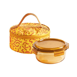 LocknLock Rhine Dynamic Amber Round Glass Lunch Box 2pcs Set Corporate Gifts Singapore