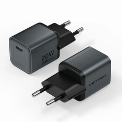 Vention 1-Port USB-C GaN Charger 20W compact design with efficient power delivery.