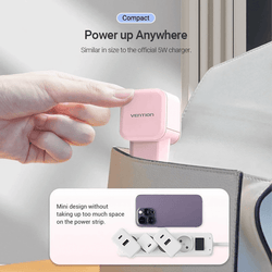 Vention Single Port USB-C Wall Charger 20W compact design, charging device easy for travel and corporate gift.