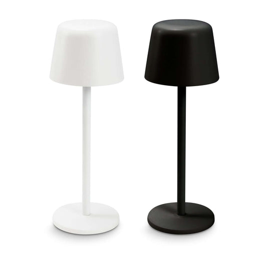 Ember Rechargeable Table Lamp in black and white, eco-friendly design perfect as a corporate gift.