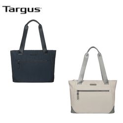 Targus Avila 15-16” Tote Bag in navy and cream colors, perfect for professional style and tech protection.