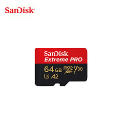 SanDisk Extreme PRO microSDXC QuickFlow UHS-I 64GB memory card for high-performance devices.