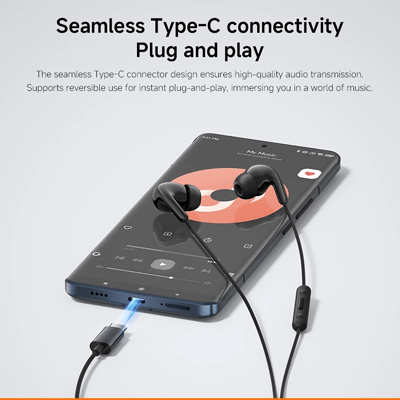 Xiaomi Type-C Earphones showcasing seamless Type-C connectivity and high-quality audio transmission.
