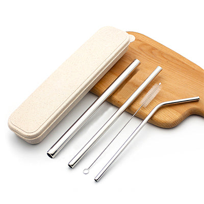 Stainless Steel 3 piece Straw set with brush & box Corporate Gifts Singapore