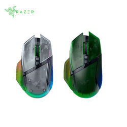 Razer Basilisk V3 Pro Wireless Gaming Mouse showcasing unique ergonomic design and customizable RGB lighting.