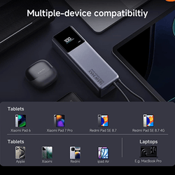 Xiaomi 165W Power Bank 10000mAh (Integrated Cable) showcasing multiple-device compatibility.