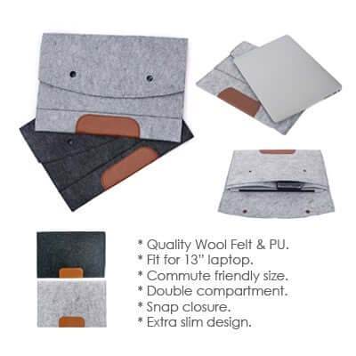 13'' Felt and PU Leather Ipad Tablet Sleeve - Giftmart.sg