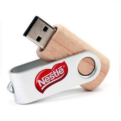 Metal Swivel Wooden USB Flash Drive Corporate Gifts Singapore