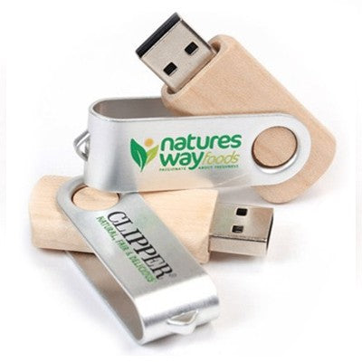 Metal Swivel Wooden USB Flash Drive Corporate Gifts Singapore