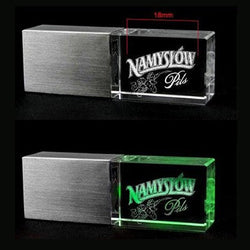 Brushed Metal Crystal USB Drive with LED Light Corporate Gifts Singapore