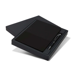 Harvard Notebook and Pen Gift Set presented in an elegant black box with a sleek pen.
