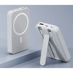 Magnetic Powerbank with CCC and Built in Cable showcasing a portable design with a built-in kickstand.