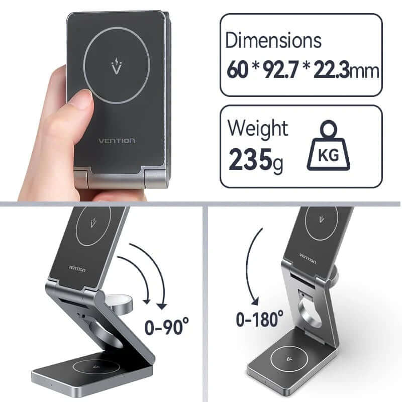 Vention 3-in-1 15W Wireless Charger Stand with MagSafe Corporate Gifts Singapore