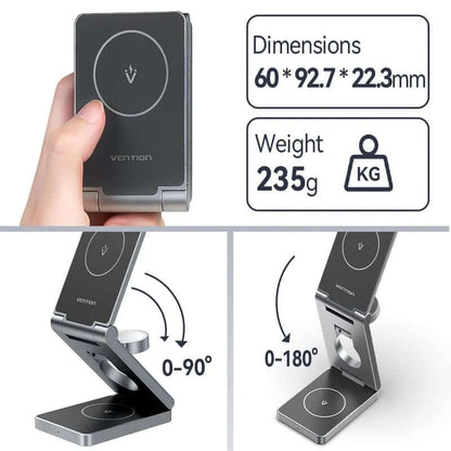 Vention 3-in-1 15W Wireless Charger Stand with MagSafe Corporate Gifts Singapore