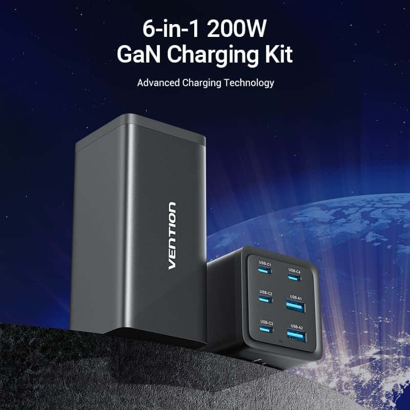 Vention 6-Port USB Desktop GaN Charger Corporate Gifts Singapore