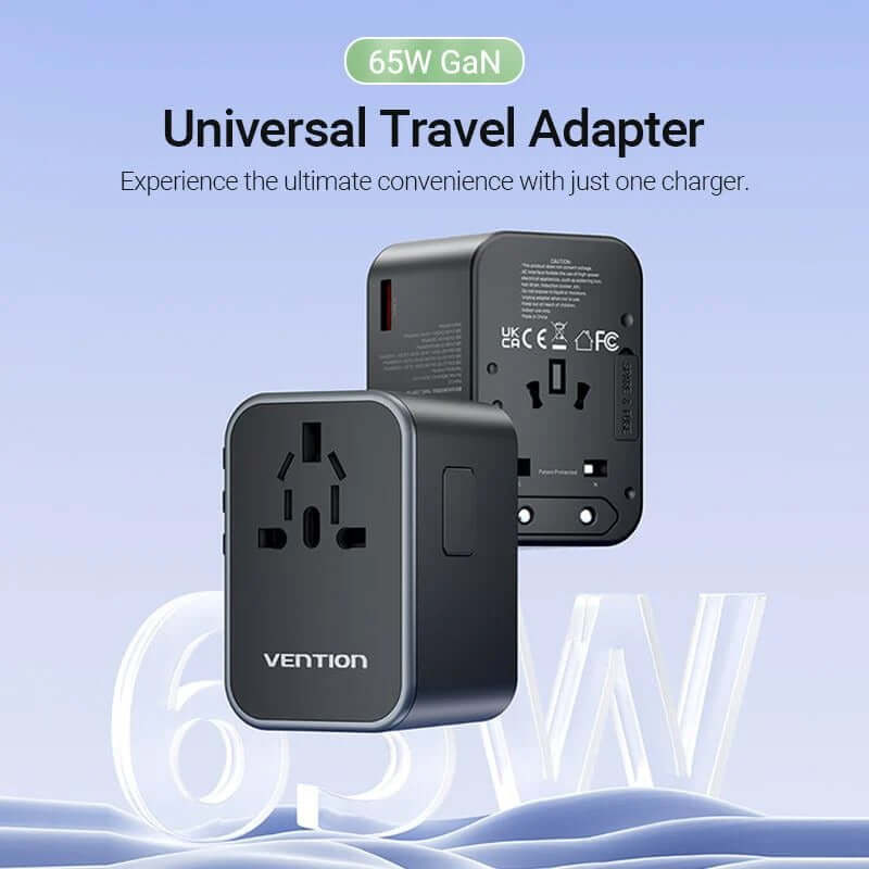 Vention 3-Port GaN USB A/C Universal Travel Adapter Corporate Gifts Singapore