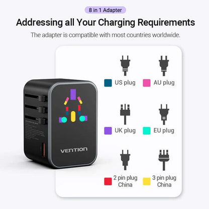 Vention 3-Port GaN USB A/C Universal Travel Adapter Corporate Gifts Singapore