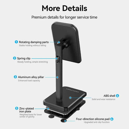 Vention Height Adjustable Desktop Cell Phone Stand Corporate Gifts Singapore