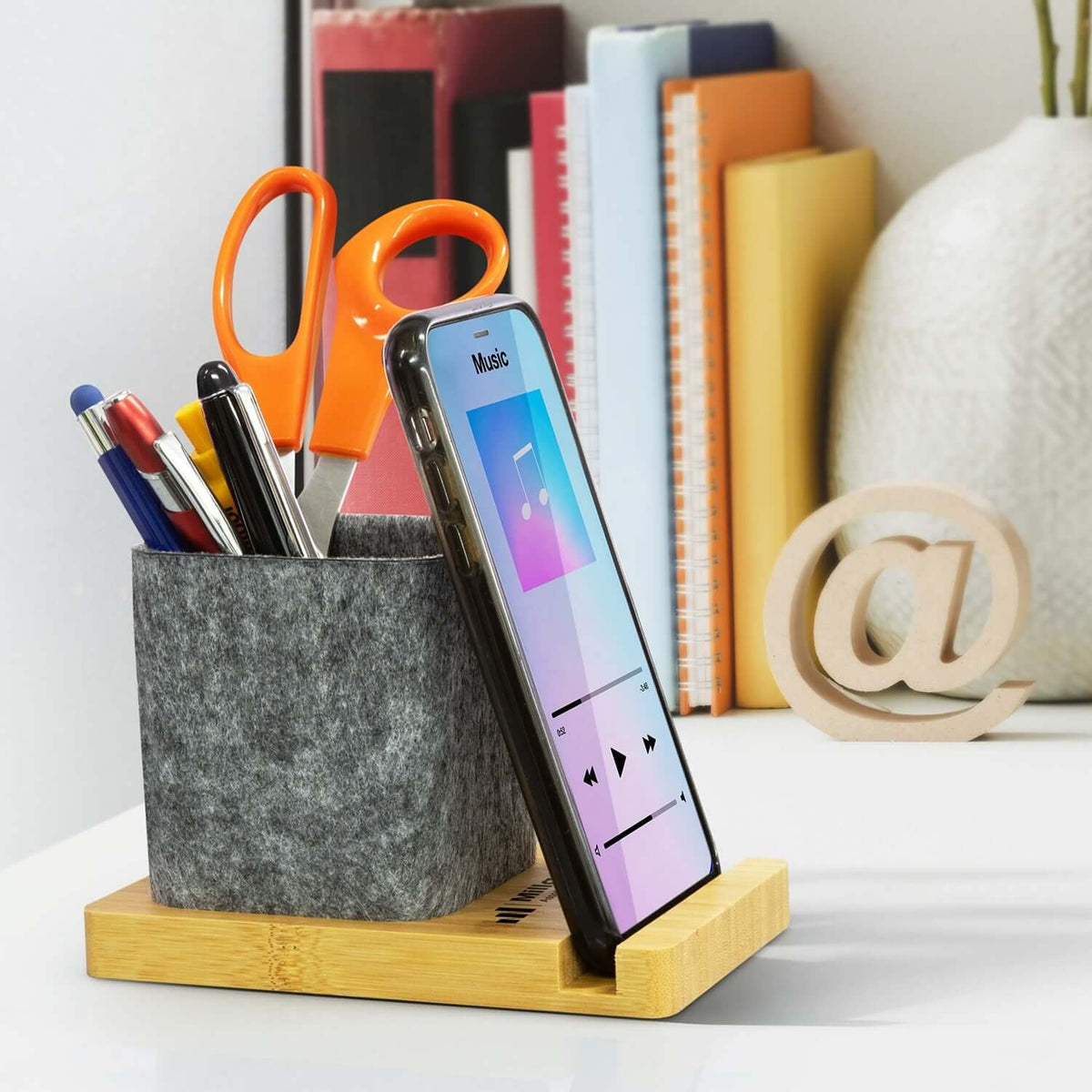 NATURA Bamboo Phone Stand Desk Caddy Corporate Gifts Singapore