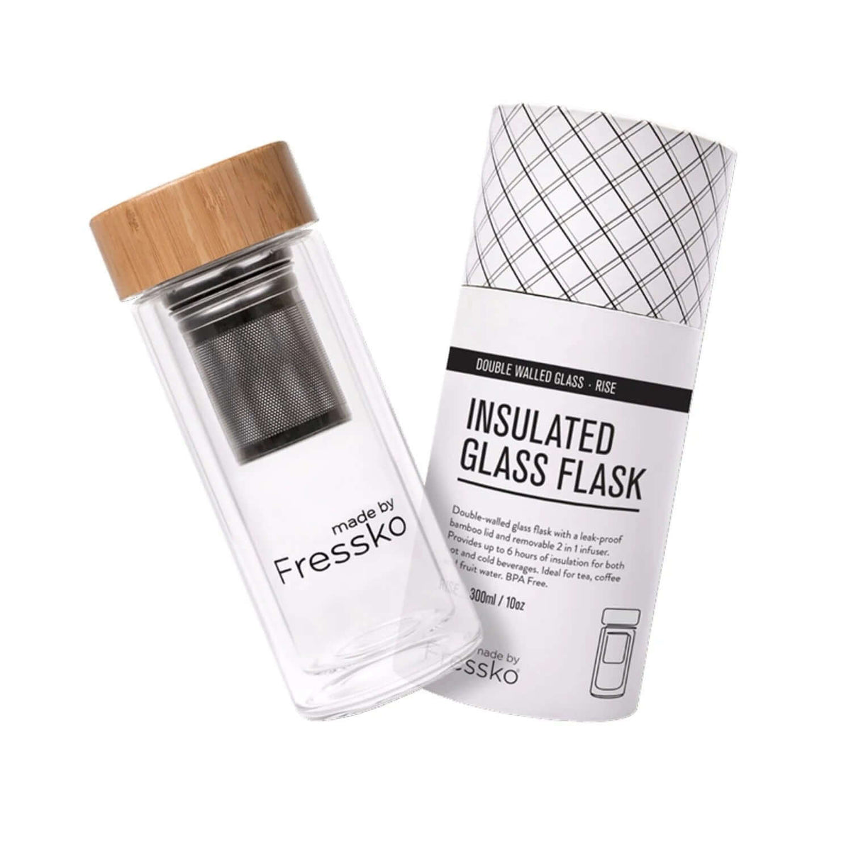 Made By Fressko Rise 10oz Infuser Glass Flask Corporate Gift Singapore