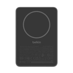 Belkin Slim Magnetic Power Bank 5K with CCC BPD010fqBK back view showing magnetic charging pad.