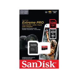 SanDisk Extreme PRO microSDXC QuickFlow UHS-I 128GB packaging showcasing high-speed performance for corporate gifts.