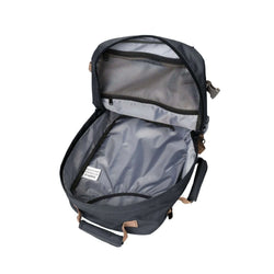Inside view of the Cabinzero Mini Ultra Light Cabin Bag With Luggage Trackers 28L, showcasing ample packing space.