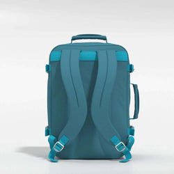 Cabinzero Classic Backpack 36L in teal color showcasing ergonomic shoulder straps and spacious design.