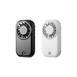Typhoon Mini Turbo Fan in black and white, a compact corporate gift fan with five speed options.