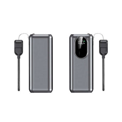 Quickpower World Mini Powerbank With LED Torch Light 10000MAH in gun metal dark grey with digital display.
