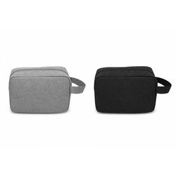 Gadget and Sanitary Pouch in grey and black, perfect corporate gift for organization and convenience.