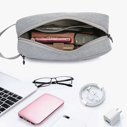 Gadget and Sanitary Pouch open showing items inside, perfect for corporate gift use.
