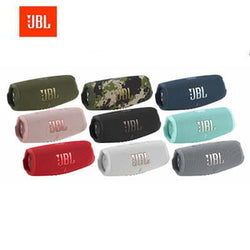 JBL Charge 5 Speaker collection showcasing various colors, perfect as a Corporate Gift for outdoor enjoyment.